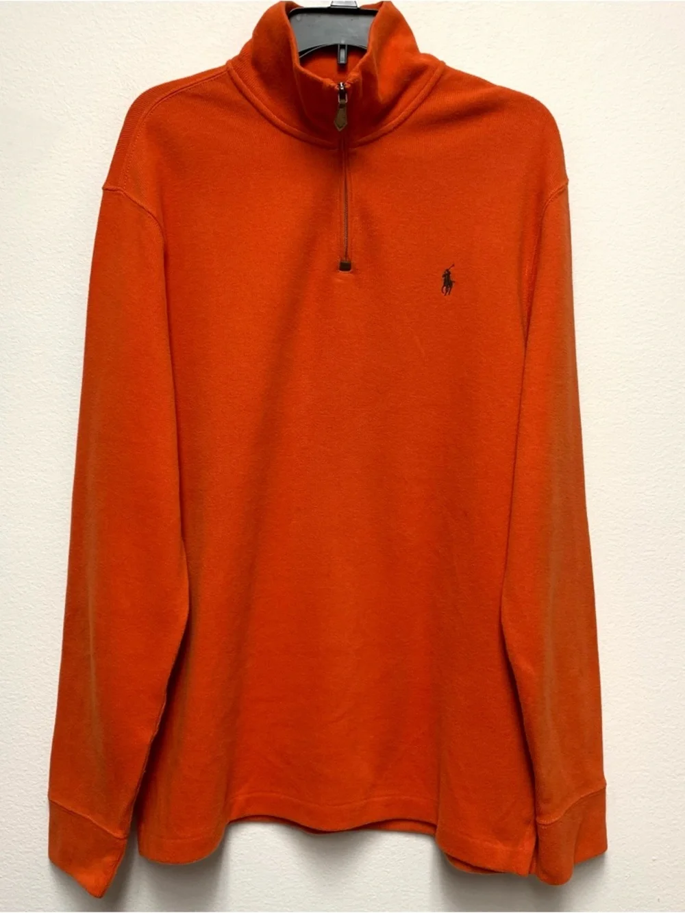 Polo Ralph Lauren 1/4 Zip Pullover Sweater Size Large Orange Quarter Preppy Prep